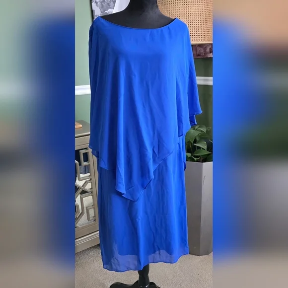 Women's Plus Size Blue Cape Dress #1179 NWOT - Picture 4 of 7